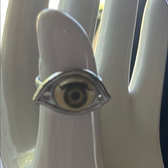 New Silver Tone Evil Eye Protection Ring - Picture 2 of 2